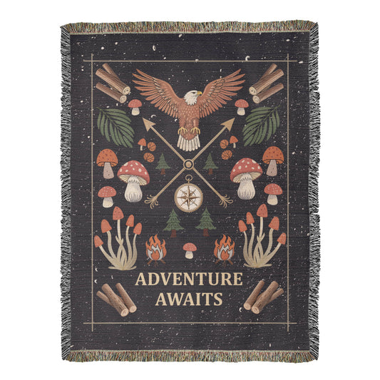 Adventure Awaits woven blanket, alternate product view