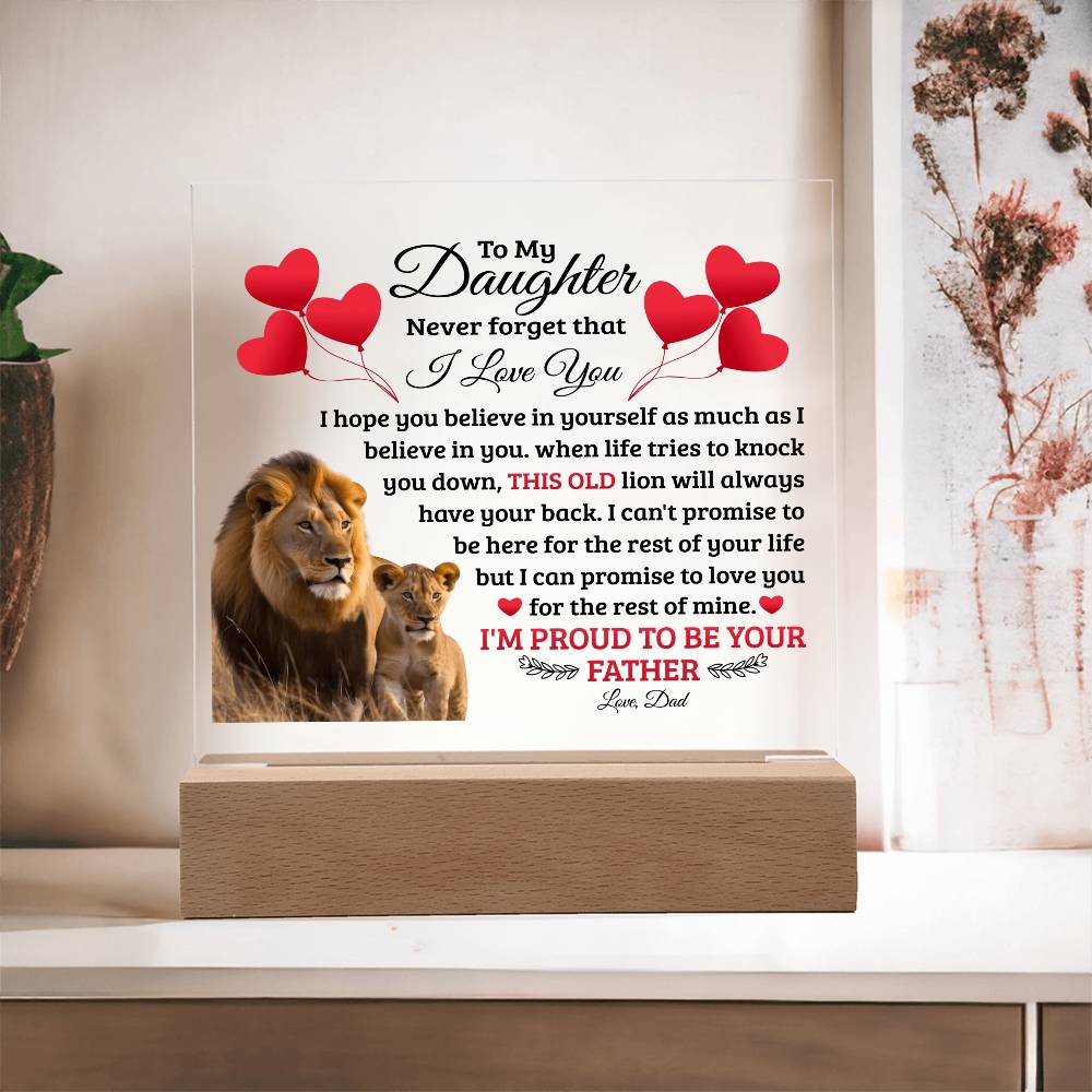 To My Daughter Old Lion Acrylic Square