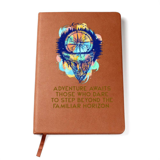 Adventure Awaits leather journal, primary product image