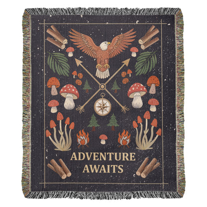 Adventure Awaits woven blanket, full product image