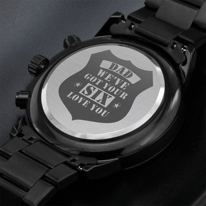 Engraved Watch We've Got Your Six Charcoal Black Men Watch