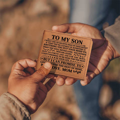 To My Son Promise Black Leather Wallet
