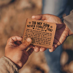 To My Son Skies Black Leather Wallet