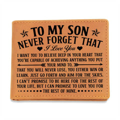 To My Son Skies Black Leather Wallet