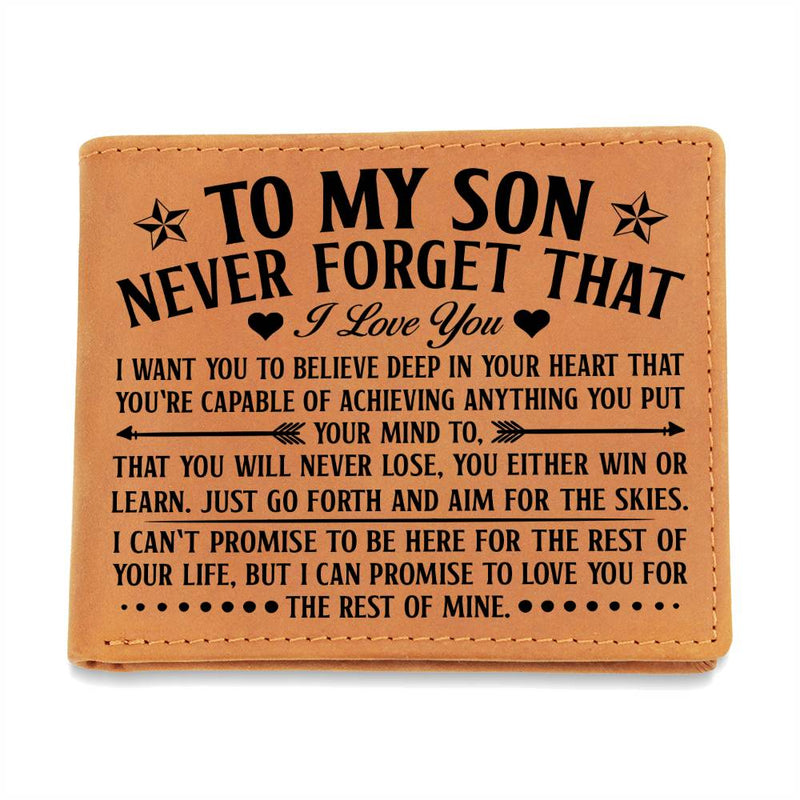To My Son Skies Black Leather Wallet