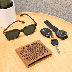 To My Son Promise Black Leather Wallet