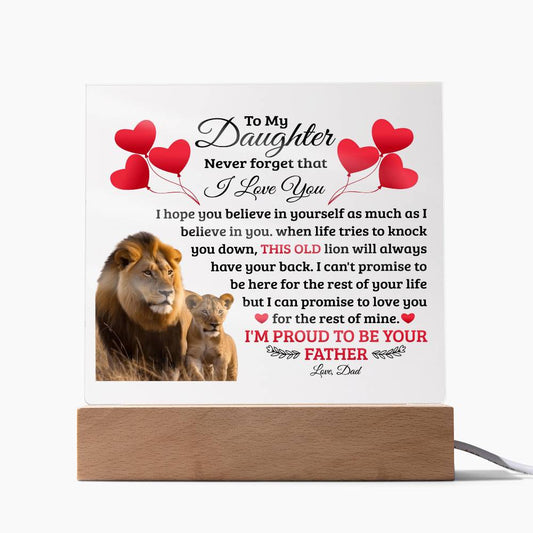 To My Daughter Old Lion Acrylic Square