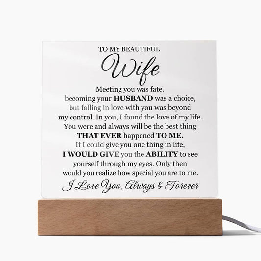 To My Beautiful Wife Printed Acrylic Square