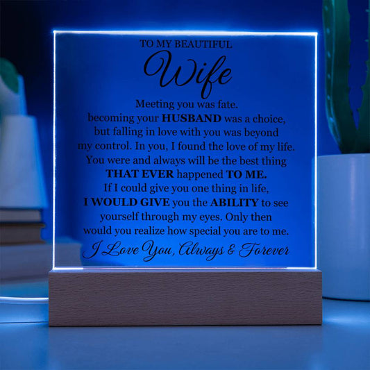 To My Beautiful Wife Printed Acrylic Square