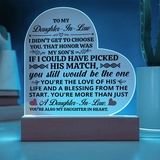 To My Daughter-in-Law Honor Acrylic Heart Plaque