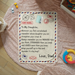 To My Daughter Braver From Dad Sherpa Fleece Blanket