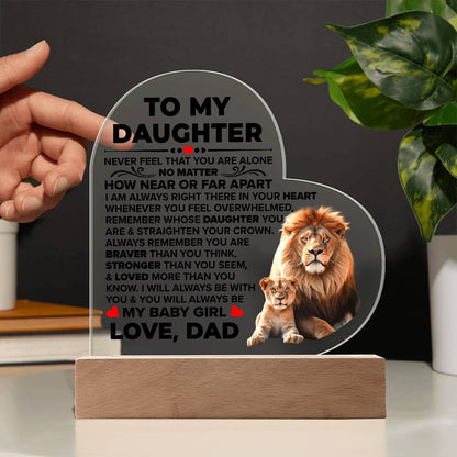 To My Daughter Braver Acrylic Heart Plaque