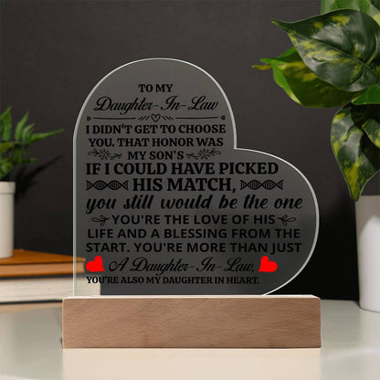 To My Daughter-in-Law Honor Acrylic Heart Plaque