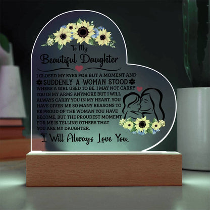 To My Daughter Proud Acrylic Heart Plaque