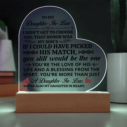 To My Daughter-in-Law Honor Acrylic Heart Plaque