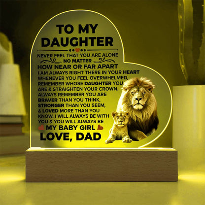 To My Daughter Braver Acrylic Heart Plaque