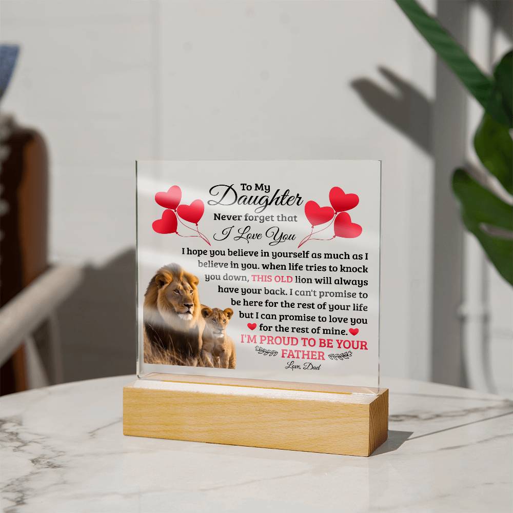 To My Daughter Old Lion Acrylic Square