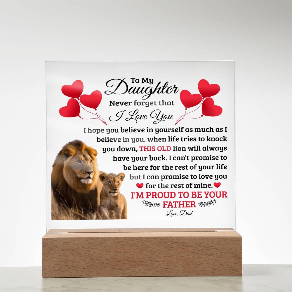 To My Daughter Old Lion Acrylic Square