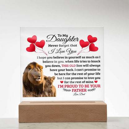 To My Daughter Old Lion Acrylic Square