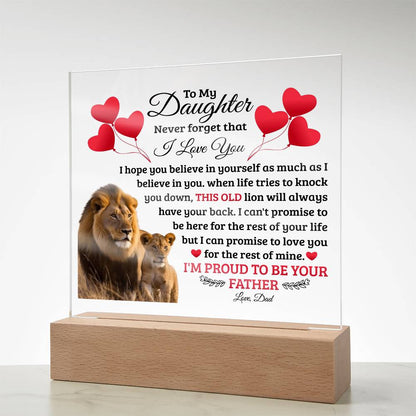 To My Daughter Old Lion Acrylic Square
