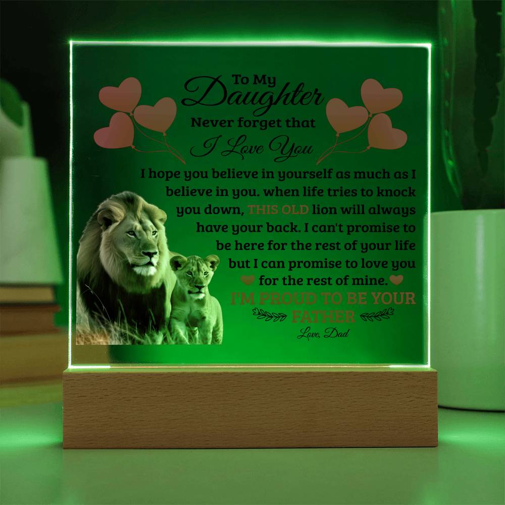 To My Daughter Old Lion Acrylic Square